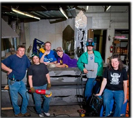 Bower was fabricated on-campus by Sculpture Dept students led by Professor Tom Stancliffe