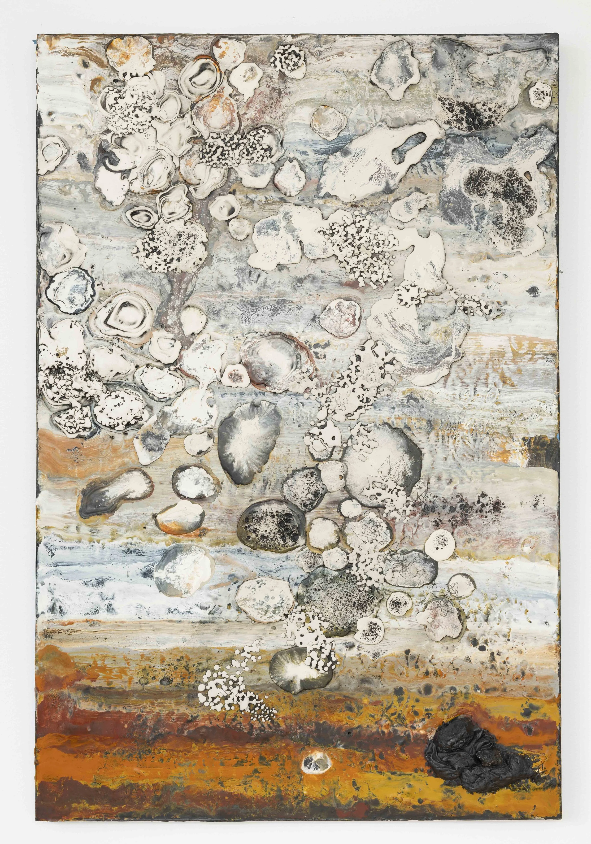 Dark Attractor, 40 x 60 in, encaustic on panel, 2025