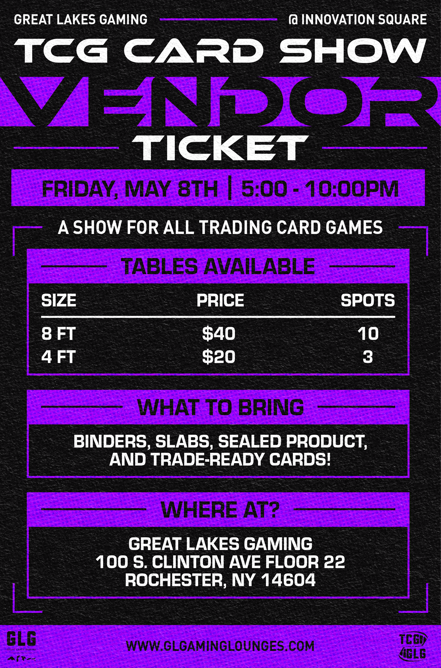 GLG Trading Card Show Vendor Table