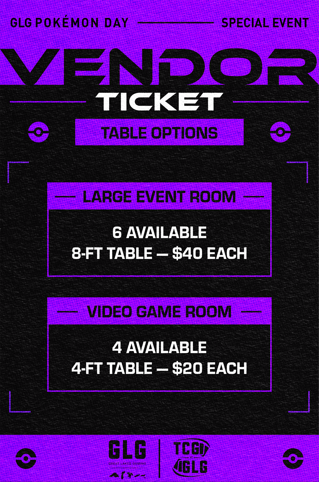 GLG Pokemon Day Card Show Vendor Table