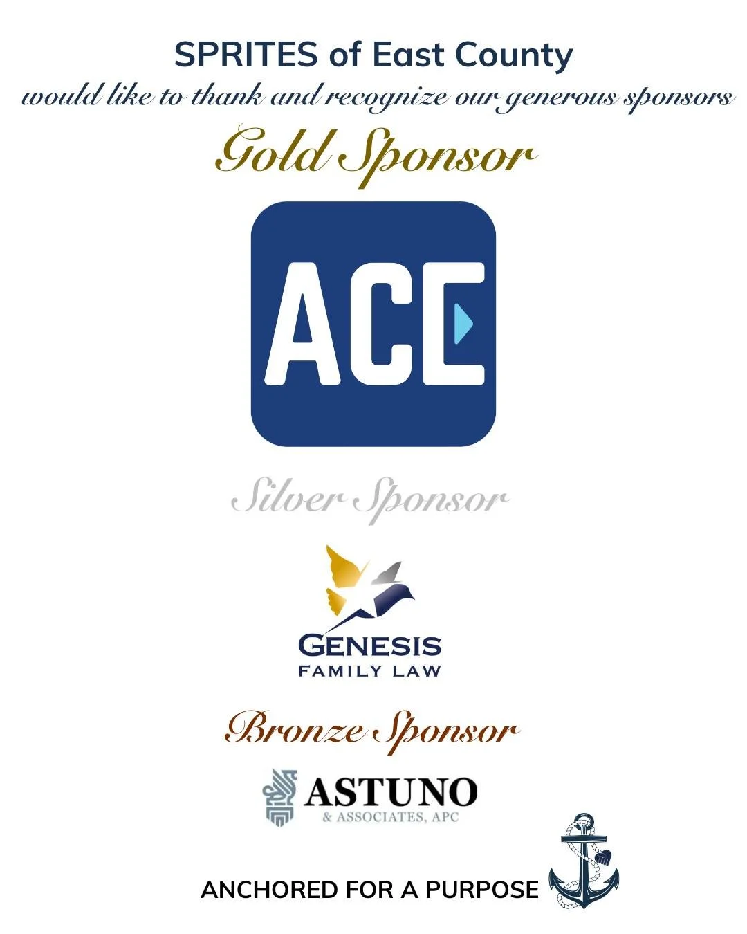 It's Gala week! We would like to take a moment to express our gratitude to our esteemed sponsors. Ace Parking @aceparkingsocal @genesisfamilylaw Astuno &amp; Associates