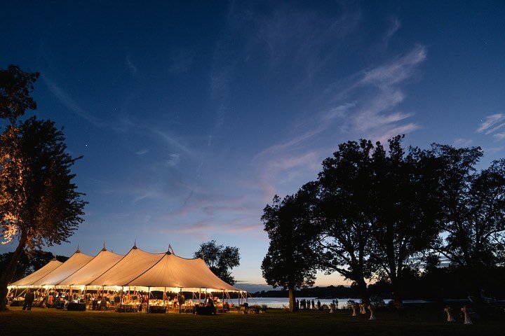 Nighttime views from Hanna and Jeff's lovely tented wedding reception on the Eastern Shore of Maryland. The bride and groom loved sitting around the fire with friends so we brought their custom designed fire pits to the tent and the guests LOVED IT! 