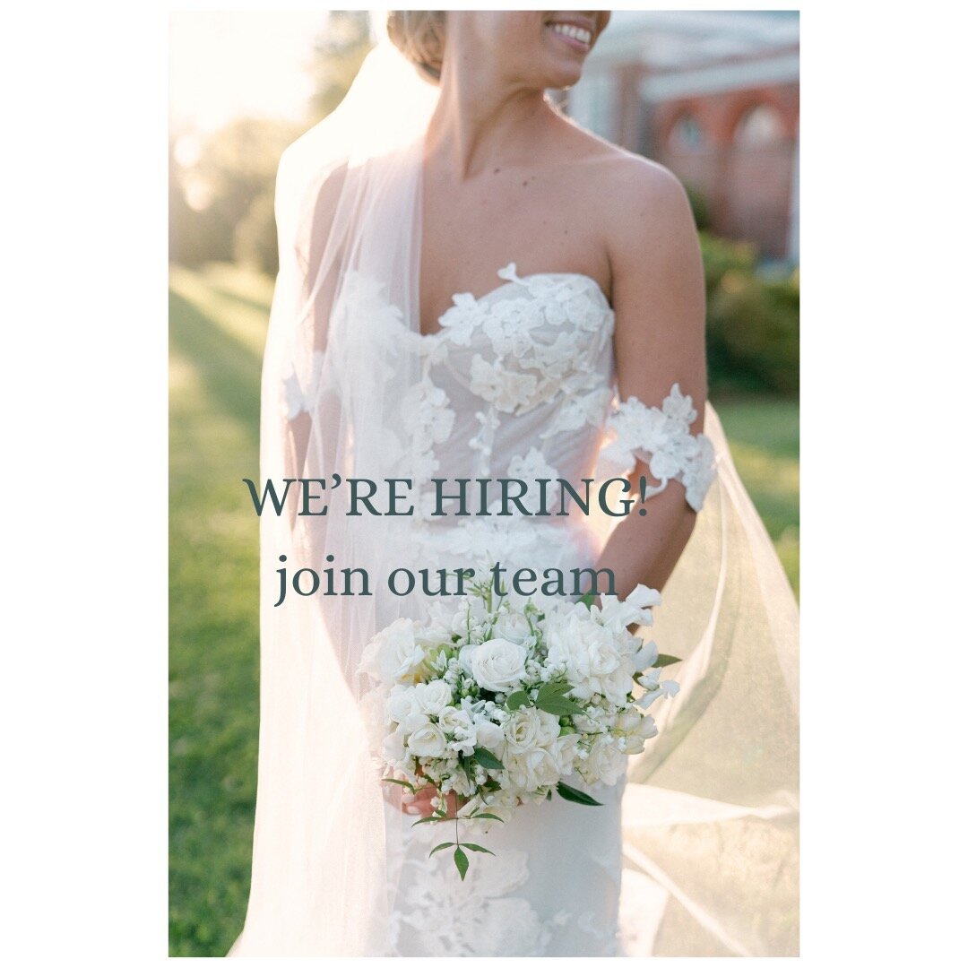 Join our team! We are hiring for an Events Assistant as well as additional wedding day team members. We can't wait to speak with you! Please send resumes to: cristina@cristinacalvert.com