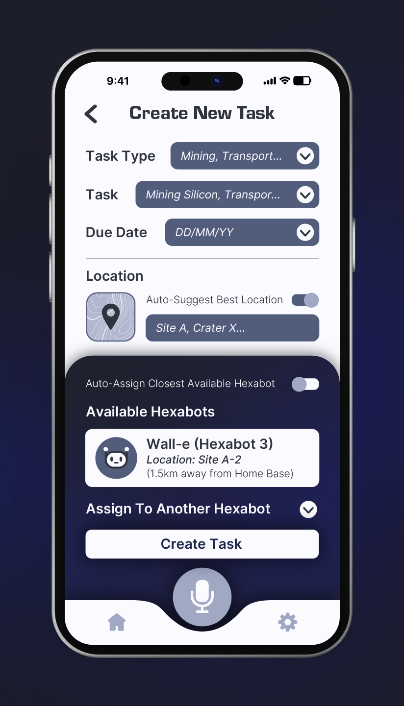 Lunar Colony - Task Assignment/Create New Task