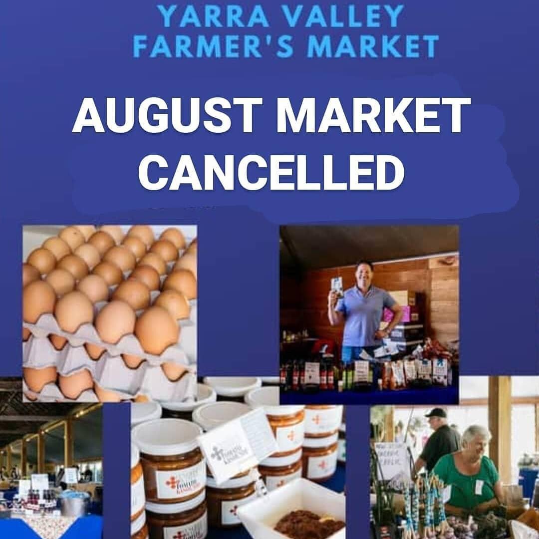 From @yarravalley_farmersmarket 

. Sadly our August Farmer's Market won't be going ahead on Sunday 16 August 🙁. We know this is as disappointing for you, as it is for our stallholders - but we'd love you to actively seek out all your favourites, an