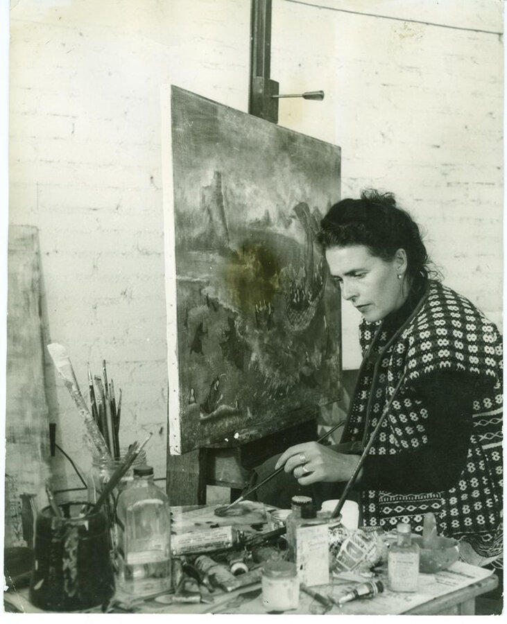  Kati Horna’s  Leonora Carrington at her Easel.  Gelatin silver print. Mexico, 1956    