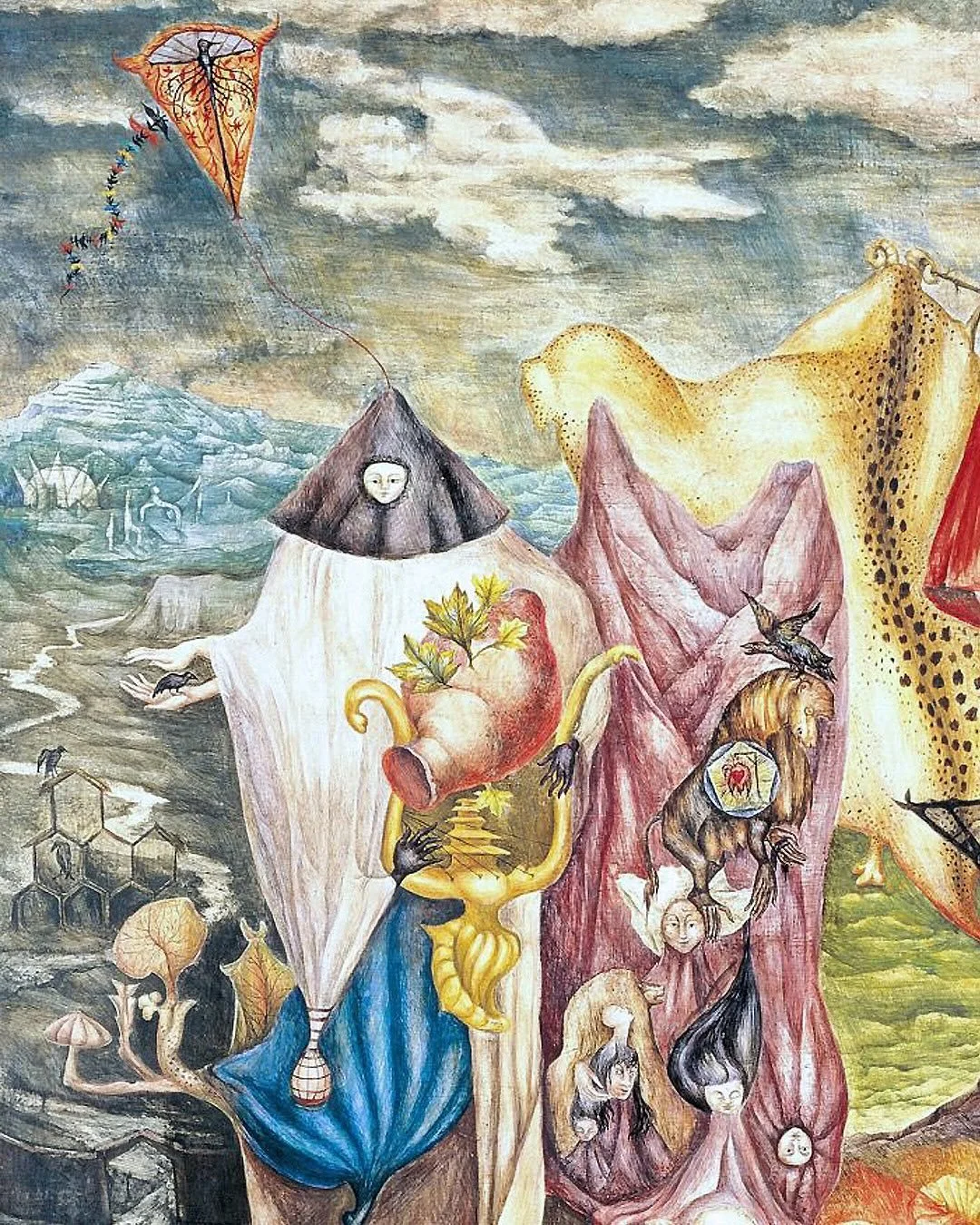 ᝰ🖌 Leonora Carrington was always inspired by the Northern Renaissance, particularly Pieter Breugal and Hieronymus Bosch, and that influence definitely shows up in &ldquo;Chiki Ton Pays (Chiki Your Country)&rdquo;, from 1944 ᨒ

What do you think?

Ch
