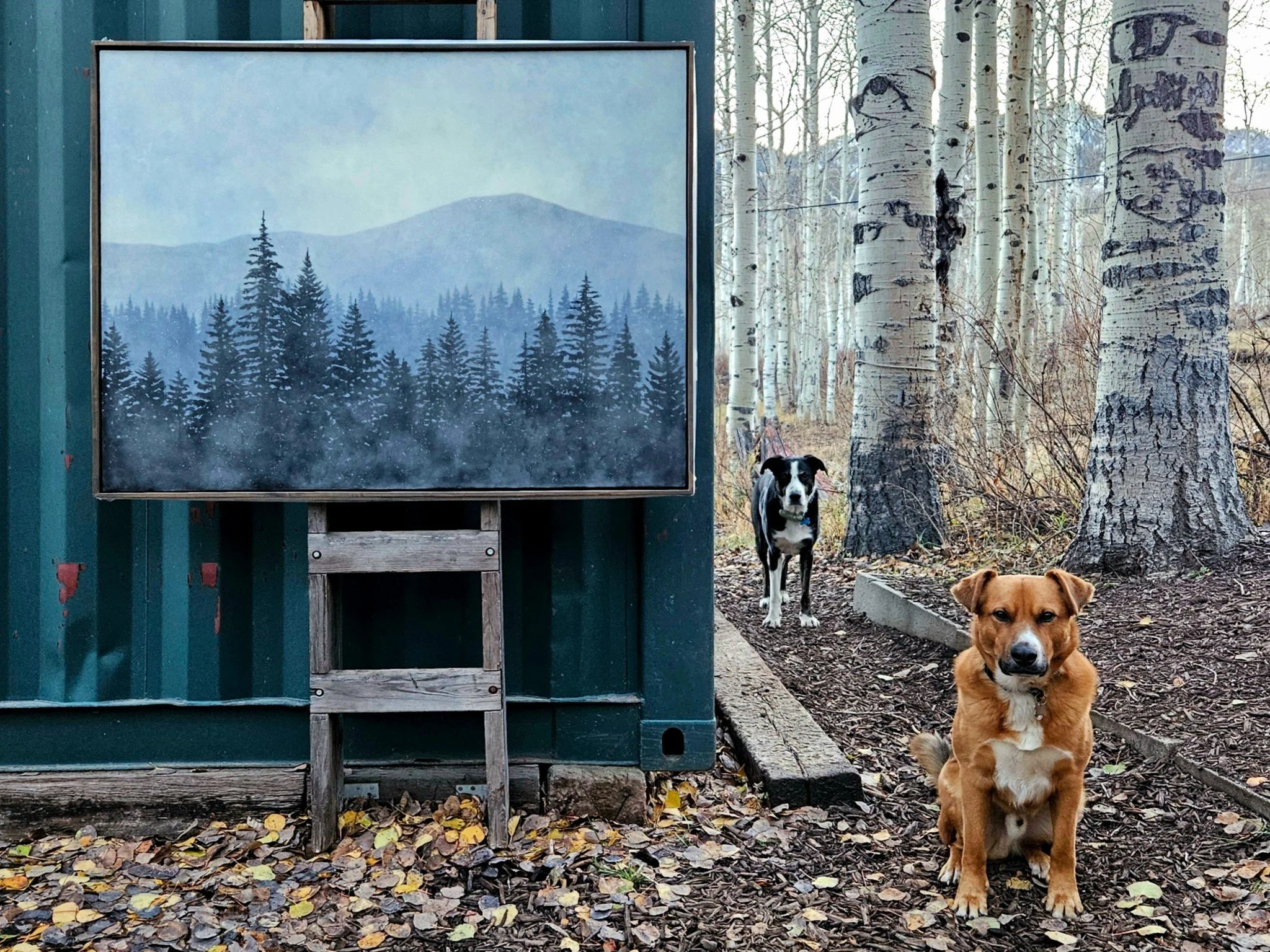 Big day today - show delivery to @gallerymar! This is one part of a 3-paneled painting, aka a triptych. It's also the new art for our latest folk music album entitled, "She'll Take Us For A Walk, Now. Please and Thank you."
Show opening nex