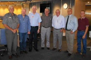 Maurice Simpson Chairman LRTC, Gordon Bradbery Lord Mayor of Wollongong, Councilor Chris Connor Wollongong Council, Stuart Freudenstein Mayor of Young, Chris Manchester Mayor of Harden, Mark Liebich Mayor of Weddin and Dom Figliomeni CEO of Port Kembla