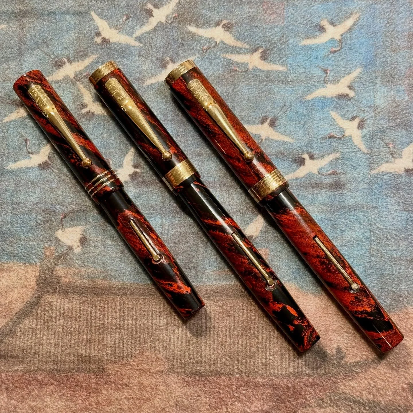 Continuing my manifold era but only when they&rsquo;re mottled ebonite 😋 Rare big birds

1. $450 16-1 Mabie Todd Swan Eternal 54 Mottled GPT, Eternal #4 14ct ENG nib
2. $600 16-2 Mabie Todd Swan Eternal 44 Mottled GPT, Eternal #4 14ct NY nib
3. $120