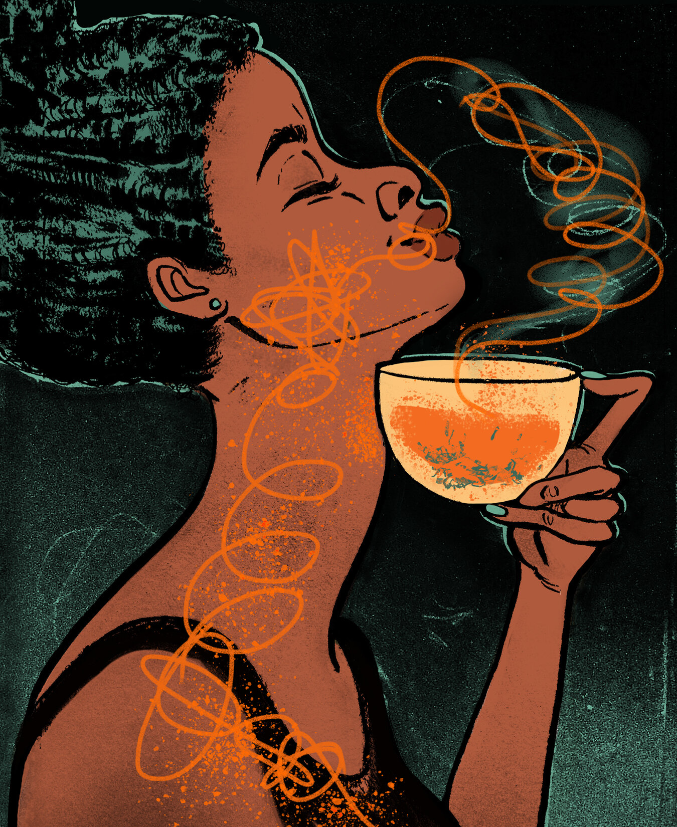   Print available on    Inprnt   .   Imbibe Magazine - November/December 2018  Spot Illustration:  What drinking tea can teach you    AD: Molly Henty 
