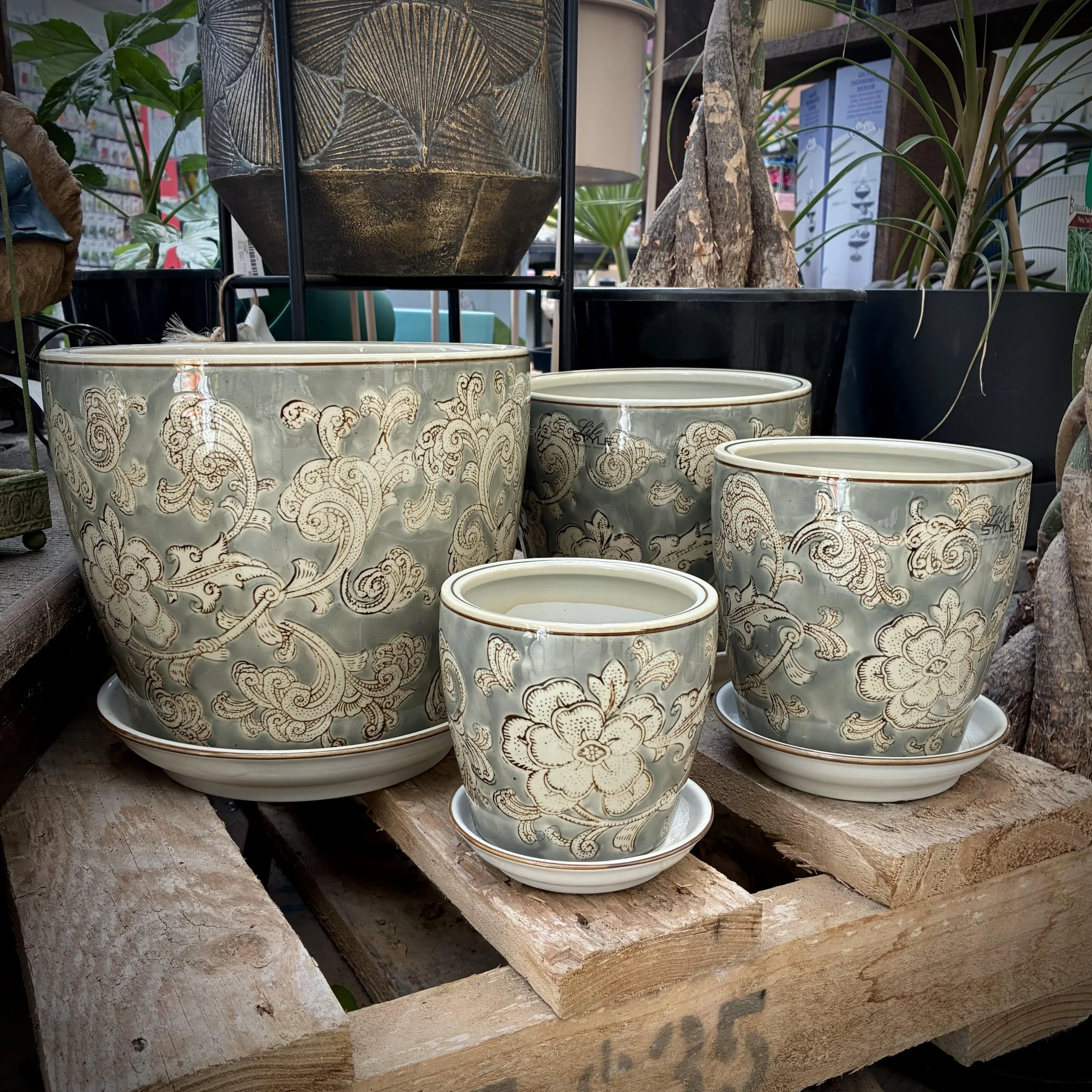 Olive Floral Pot