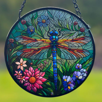 Stained Glass hanger Dragonfly small