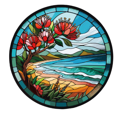 Stained Glass hanger Beach Large