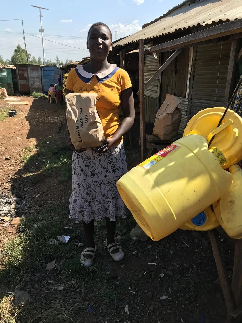 Local woman selling briquettes