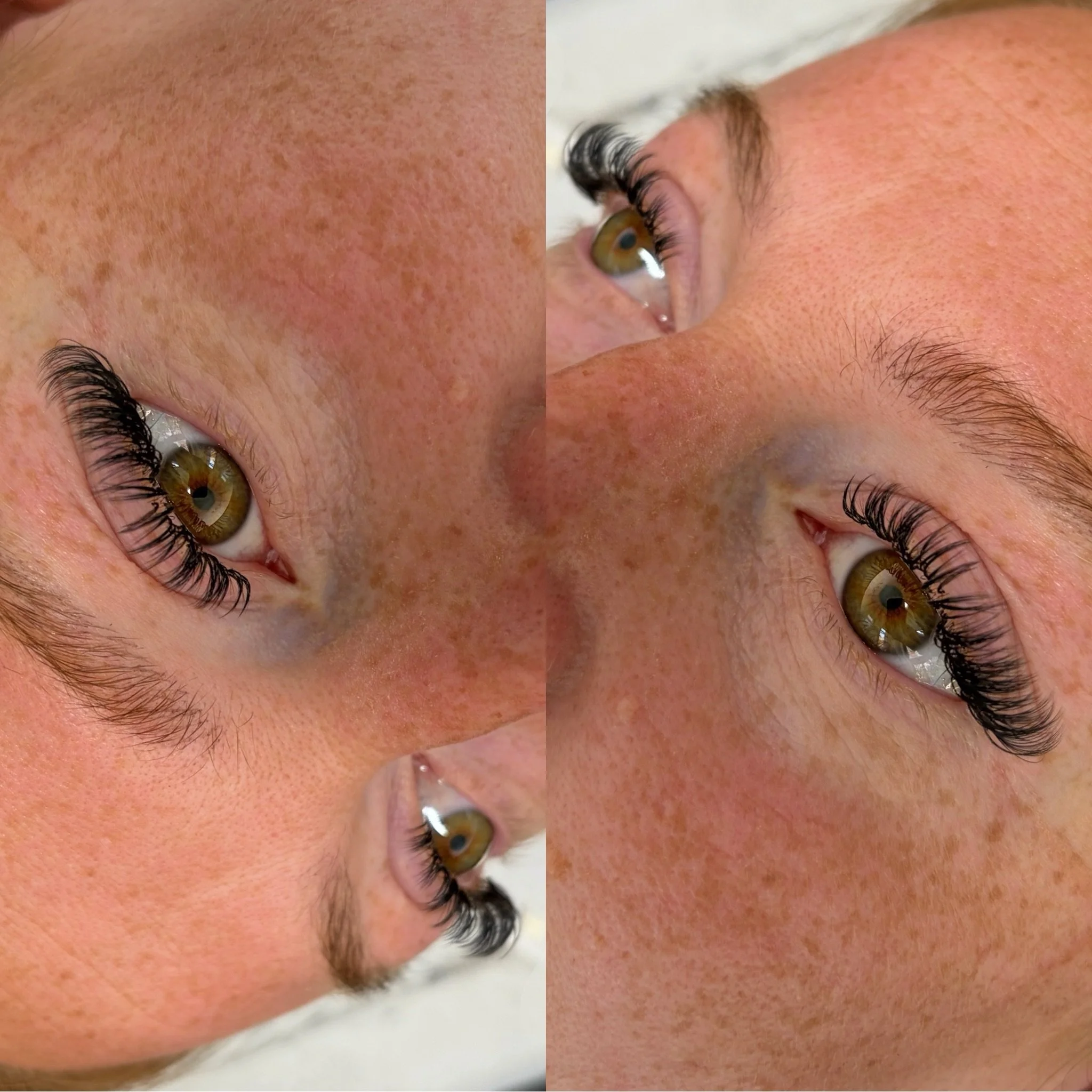 Lash LOVE 🖤
Less is more with this set, we would always go full coverage and switched to soft, fluffy, lightweight lashes, keeping the inner corners airy and gently adding a little extra fullness toward the ends.
The goal was to make her eye colour 