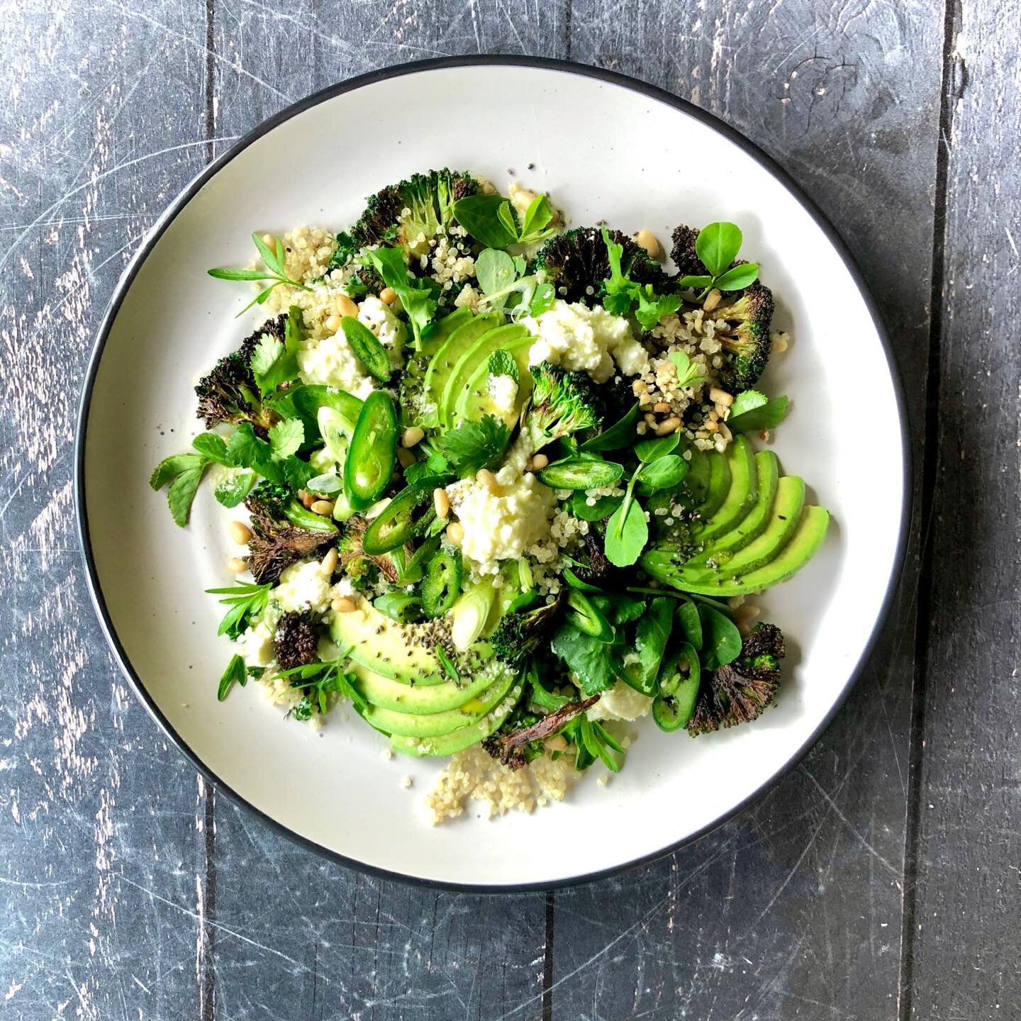 A perfect way to use up all that delicious broccoli growing in your garden! This is my go to salad. Charred broccoli, goats cheese, avocado and pine nuts. Need I say more!?

#broccolirecipes #broccolisalad #plantbasedrecipes #vegetarianrecipes #healt