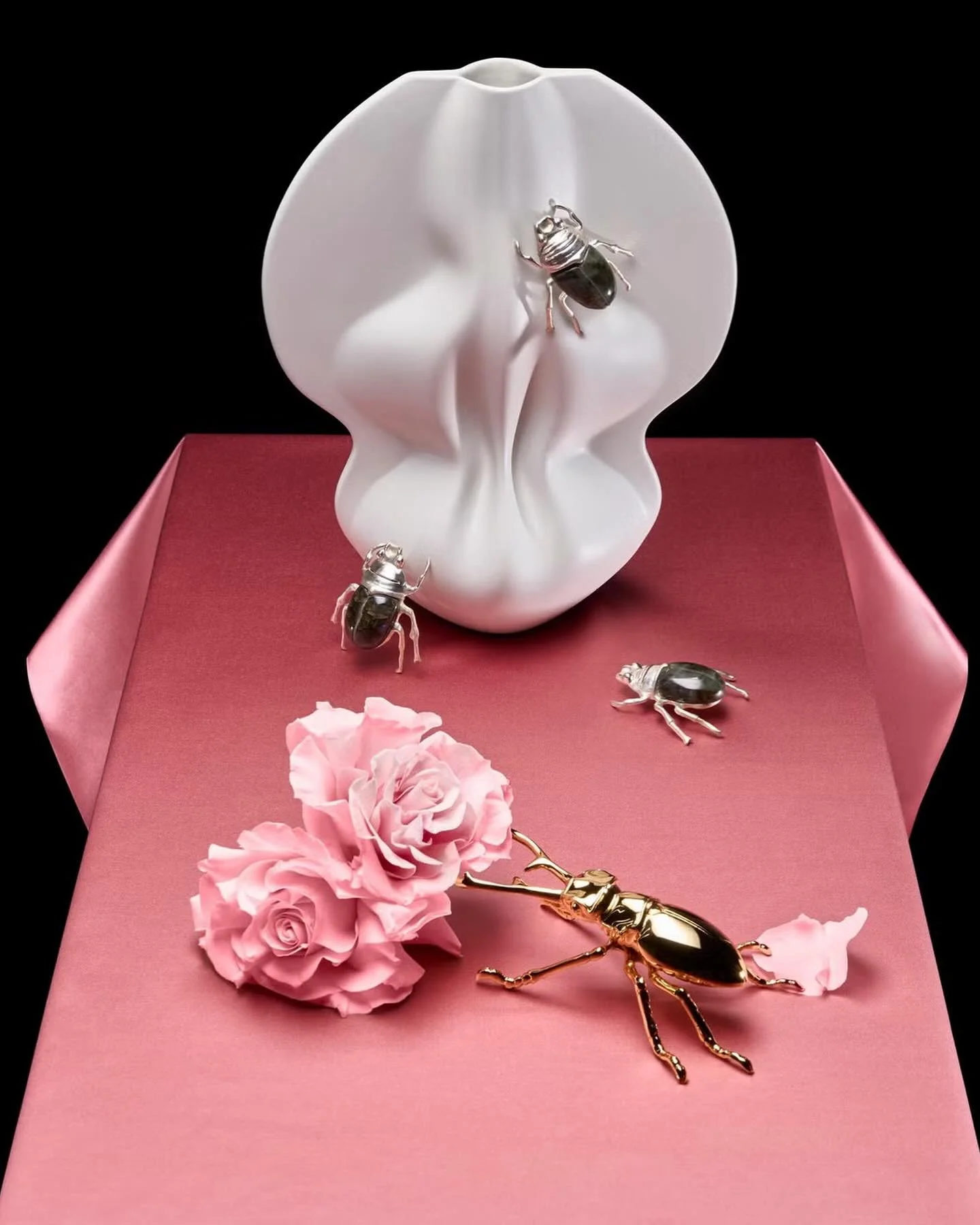 My latest shoot for @elledecorationuk with @cameron.bensleyy inspired by Schiaparelli. I love exploring ideas to create still life imagery and interiors mood boards for this feature. Recently inspired by seeing much contemporary use of pink, black an