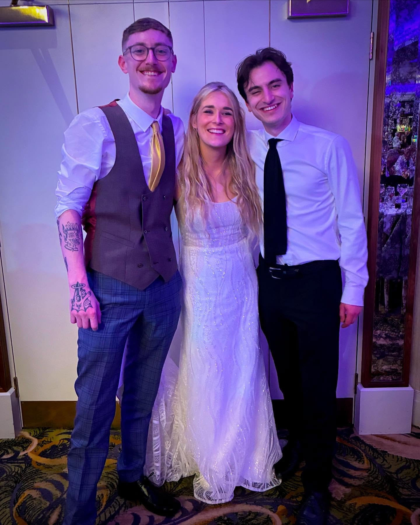 Congratulations to our Caoimhe who tied the knot to Joe Baxter at the weekend 💒 
Pictured here with her fellow Buffalo Boy team Matthew &amp; Alex 
Everyone here at Buffalo Boy wish Caoimhe &amp; Joe a lifetime of happiness 💍✨