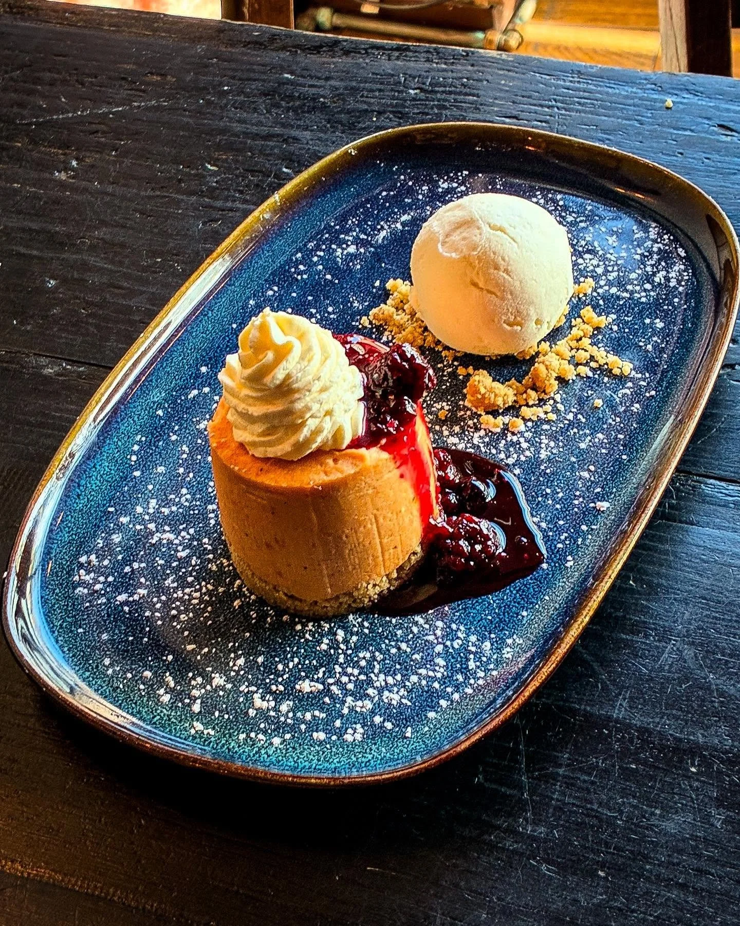 Cheesecake Special by Chef @evgene7 👨&zwj;🍳Sweetpotato Cheesecake with Berry Compote &amp; White Chocolate ice-cream
#buffaloboy #buffaloboysteakhouse #carrickonshannon #leitrim #roscommon #rivershannon #wildatlanticway