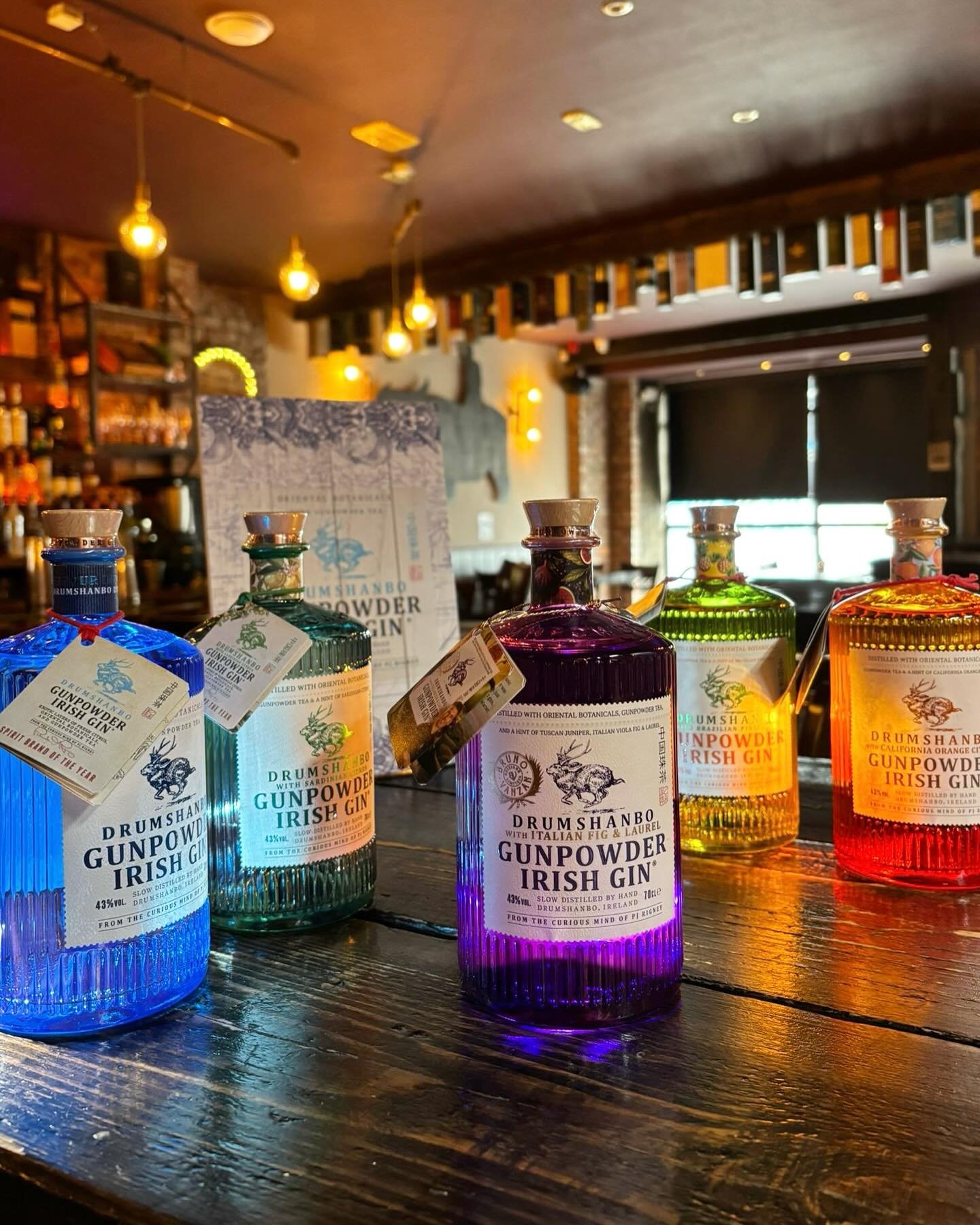Drumshambo Gin Collection 💙💚💜💛❤️&hearts;️ 
at Buffalo Boy 🔥 #carrickonshannon #leitrim #roscommon #buffaloboy 
#drumshanbogunpowdergin