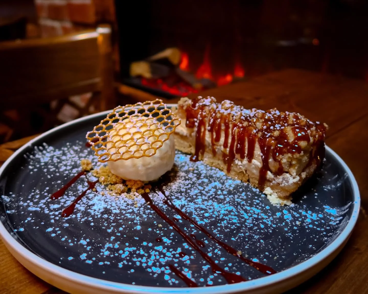 Cheesecake Special ~ Baked Apple &amp; Cinnamon Cheesecake with Toffee Sauce &amp; honeycomb ice cream #buffaloboy #carrickonshannon #leitrim #roscommon