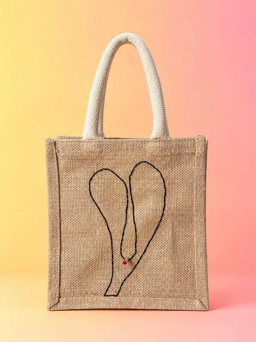 RED CLAW. Jute bag. Cotton Handle. Acrylic paint. Cotton thread. Metal claw. Enamel. W: 21cm. H: 23cm. D: 13cm. £80 + pp