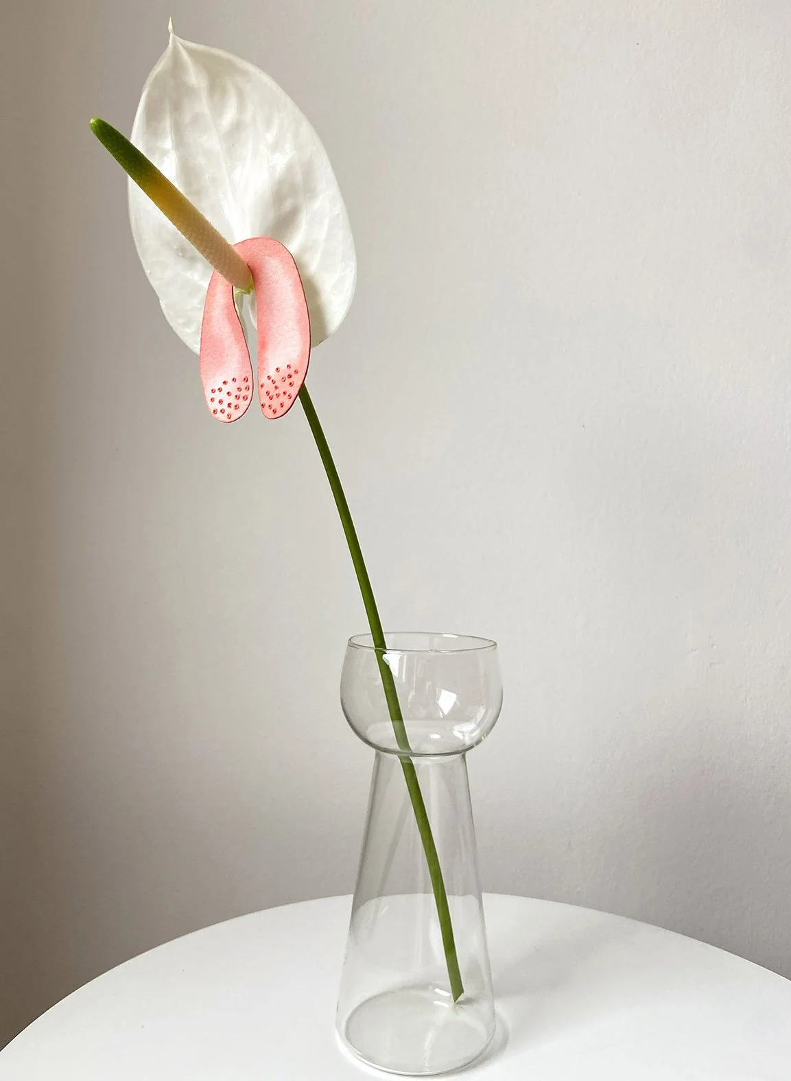 Tired, 2025. Watercolour drawing, anthurium flower, vase. 5cm x 7cm approx.