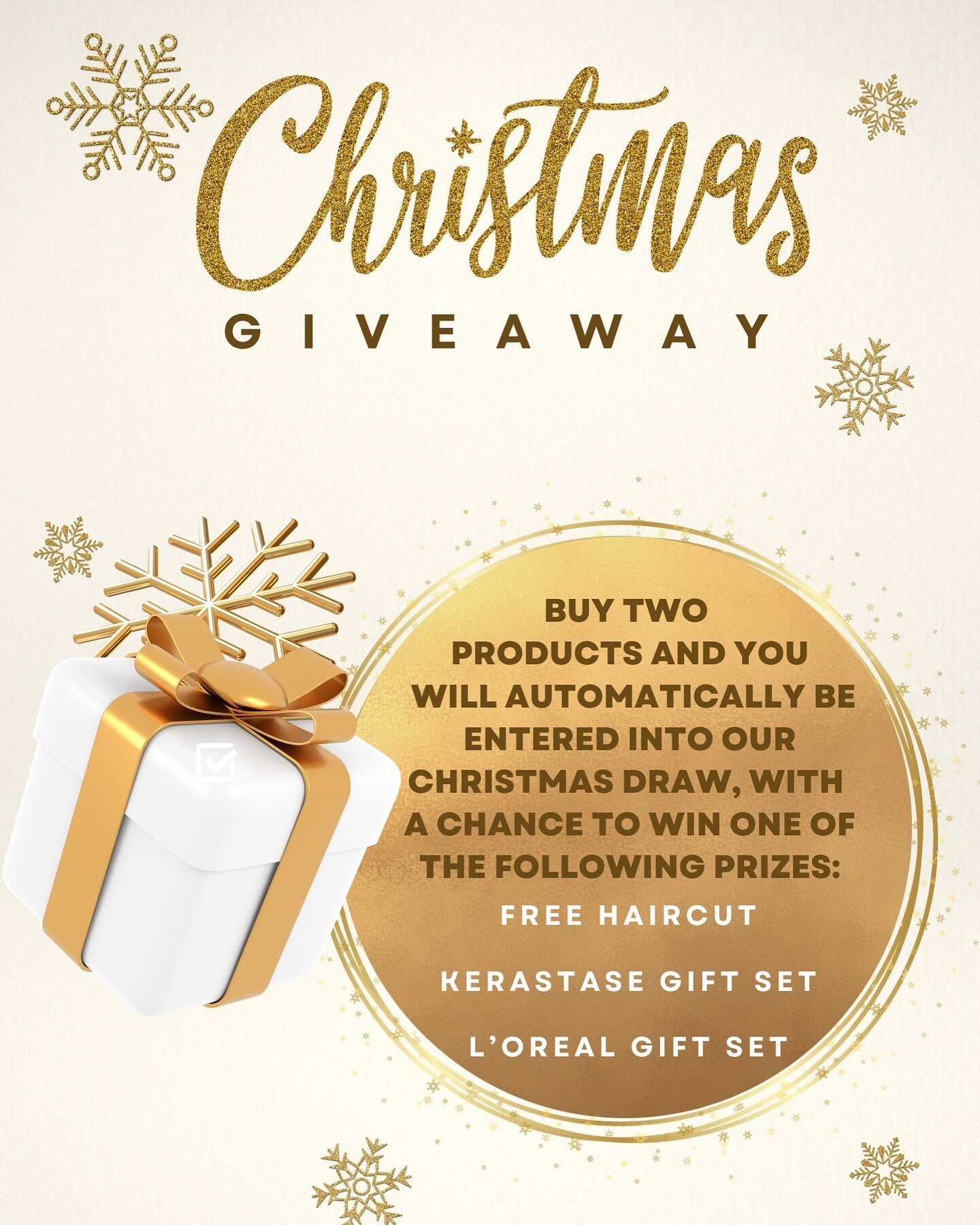 Get into the festive spirit with Tops Christmas giveaway! 🎁🎄 Buy two products and get a chance to win one of three amazing prizes including a free haircut, Kerastase gift set, or L'Oreal gift set. Don't miss out on this exciting opportunity to trea