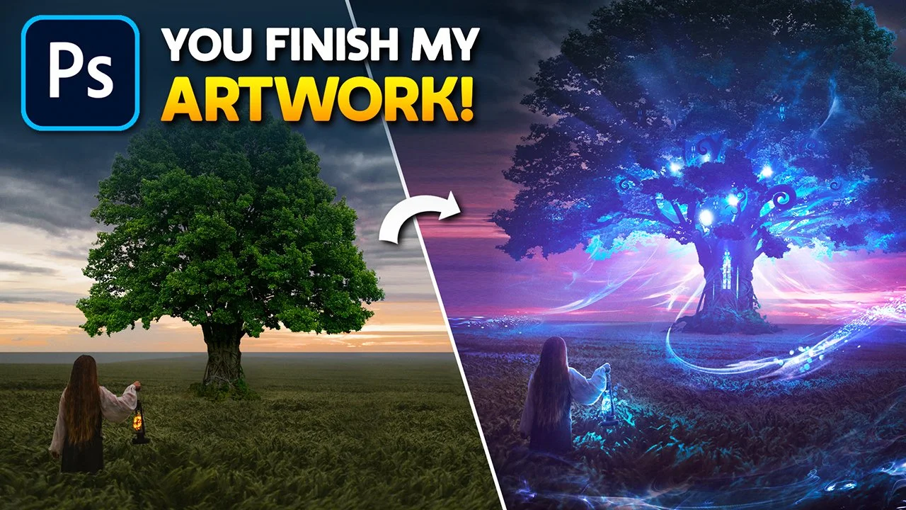 YOU Finish My ARTWORK | Photoshop Challenge S1 EP2