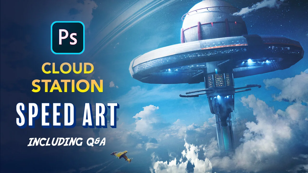 Creating a Cloud Station in Photoshop - Sci-Fi Speed Art including Q&A