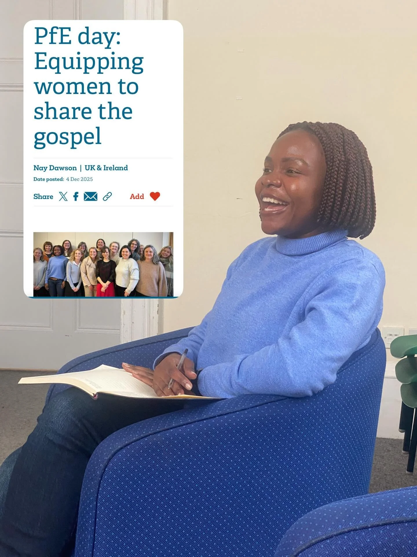 The Passion for Evangelism: Finding Your Voice Day in Scotland brought together women to be equipped, encouraged, and empowered to share the gospel.👩

🫂Nay Dawson reflects on an atmosphere of &quot;support, spiritual growth and boldness&quot;:

Rea