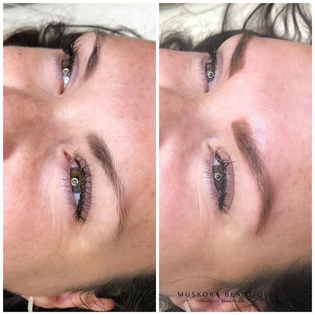 Loved every second of this appointment. So in love with these brows!! Someone do mine please 🥰 #microblading #permanentmakeup #pmu #hybridbrows #brows #browsonfleek #microshading #hyperrealisticbrows #muskoka #muskokabeautique