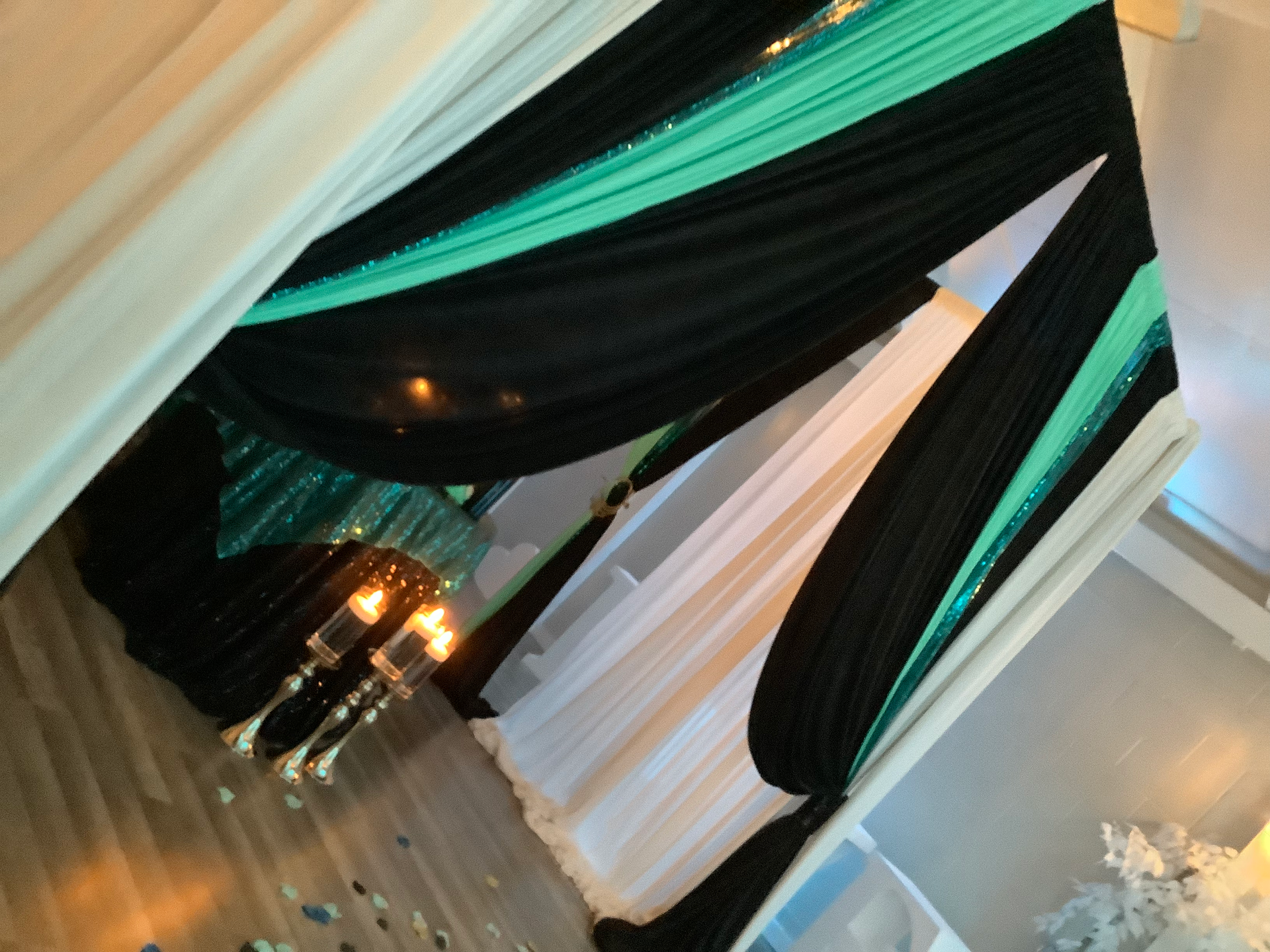Draping Design - Black, White with Tiffany Blue