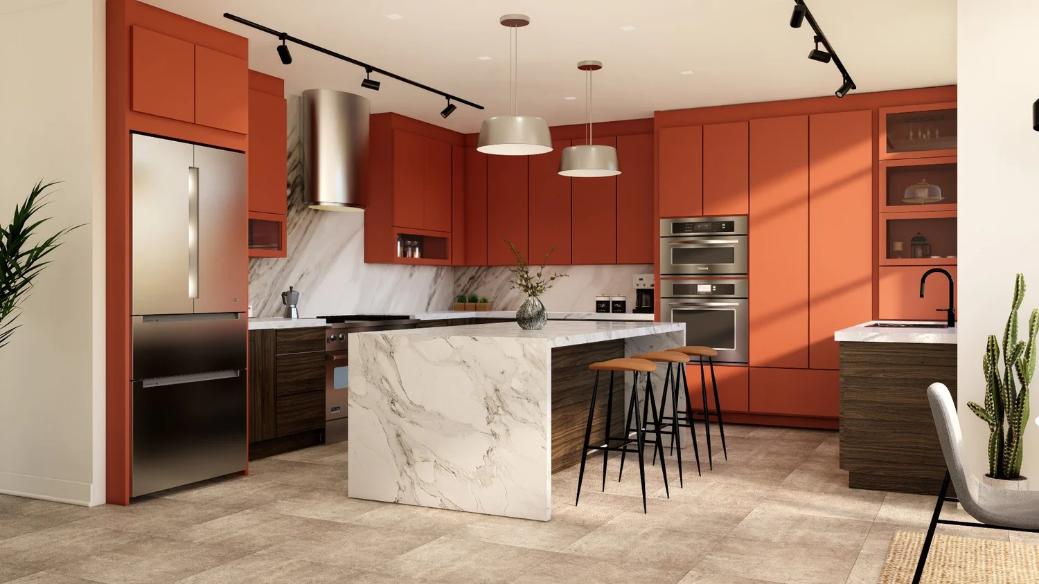 Modern Terracota kitchen and Dining Area designsupportstudio.com ...