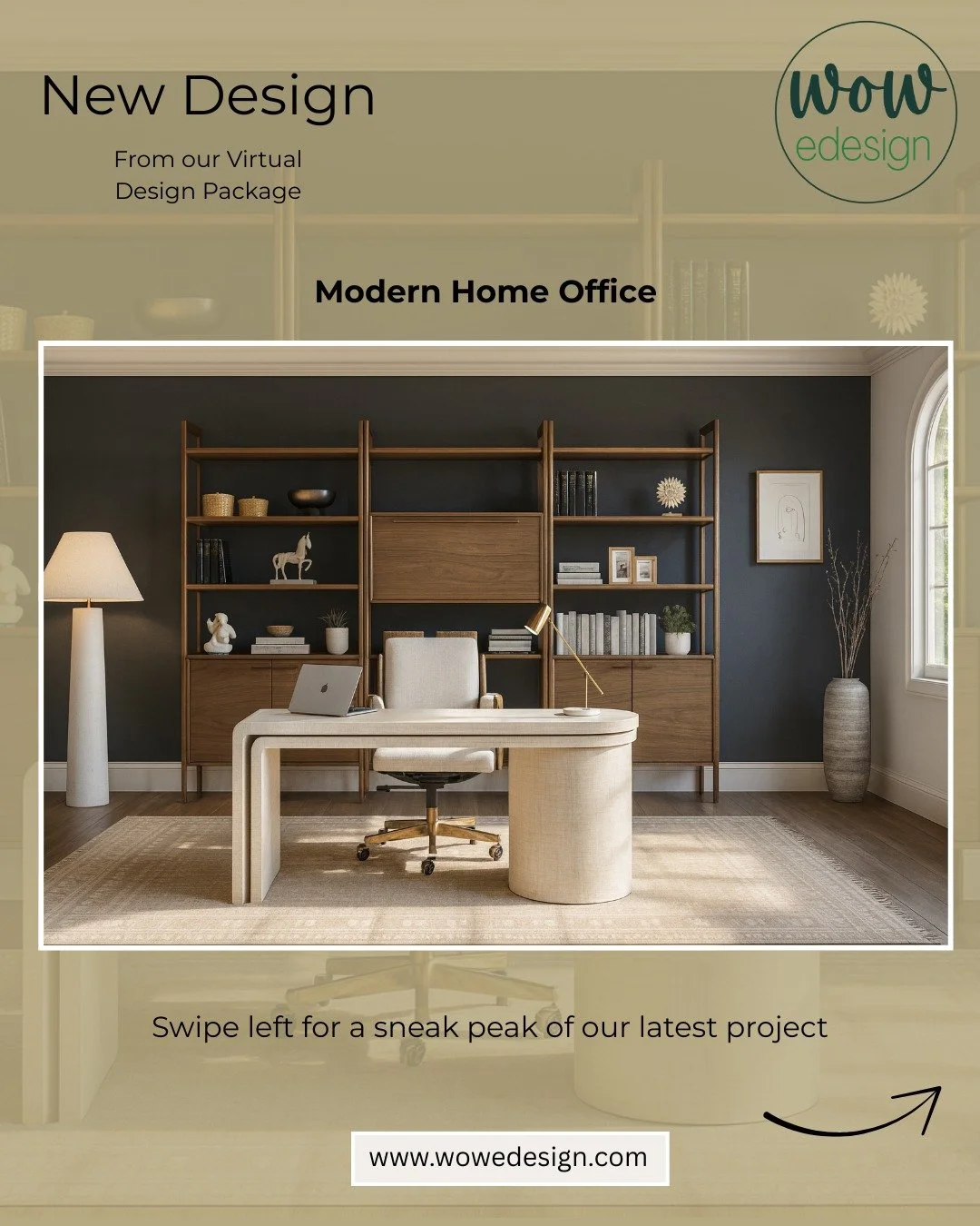 Check out our latest Home Office Design completed through our Virtual Design Package! 🤍

Our goal in designing this office was to craft a modern masculine environment that feels both grounded and elevated, blending strong architectural lines with wa