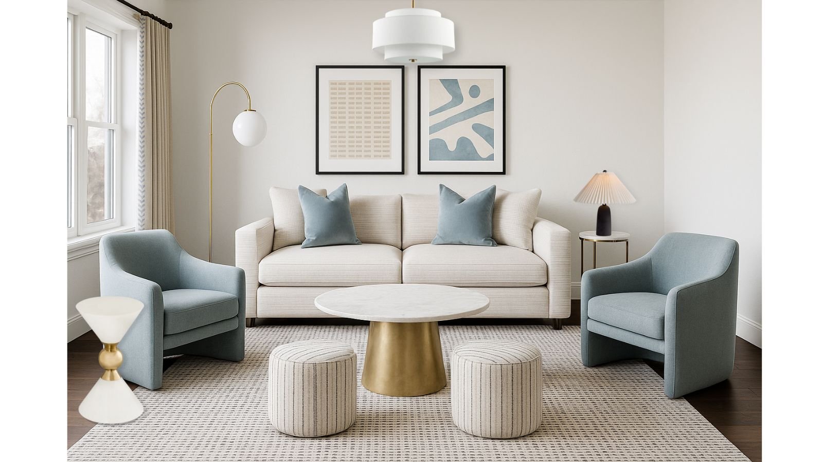 Transitional living room makeover was designed 100% online.3d-render .jpg