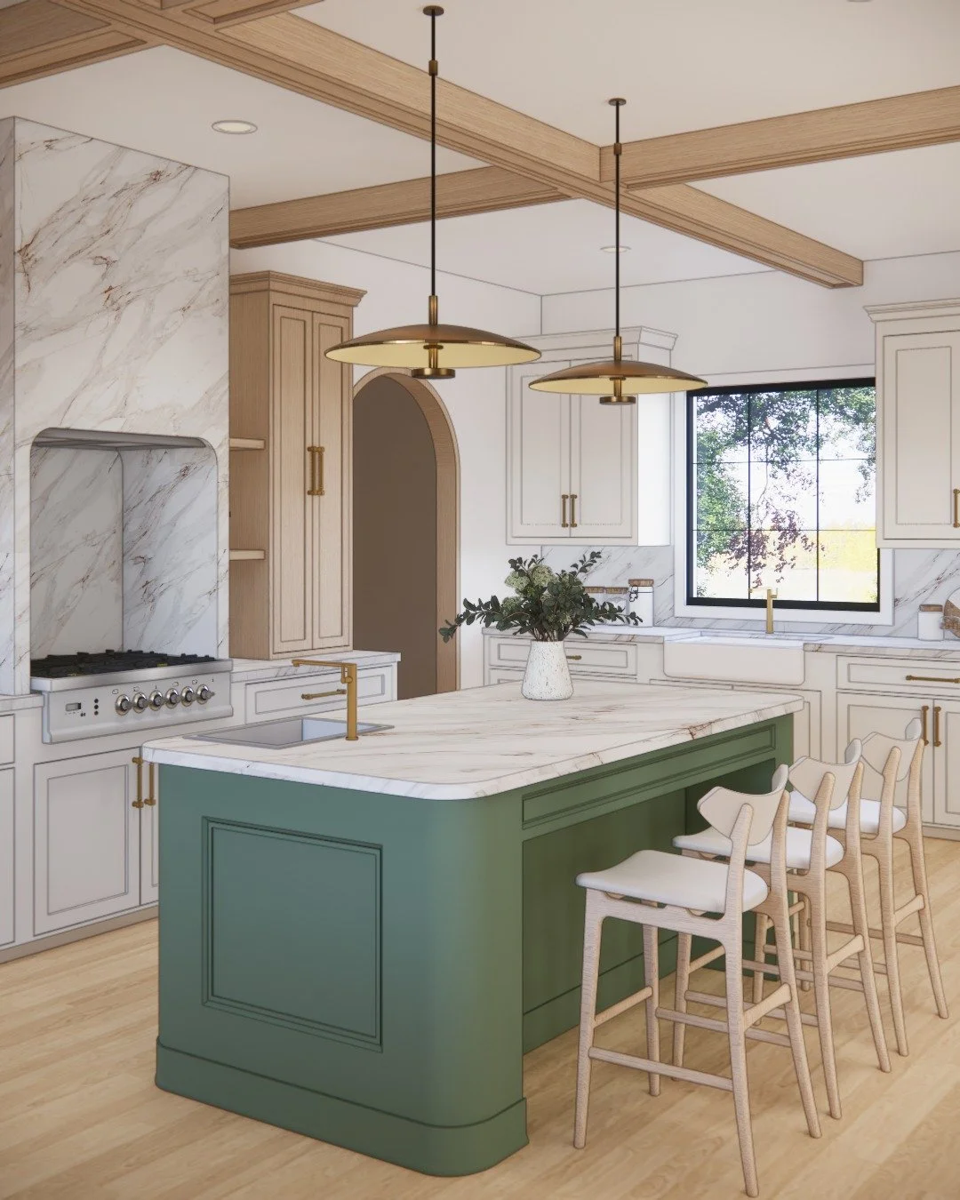 We just finalized designing this kitchen 3D render for a client who wanted a clear visual of their space before construction begins.

A calm, modern space designed with warmth, texture, and real-life usability in mind. Soft neutrals, a bold green isl