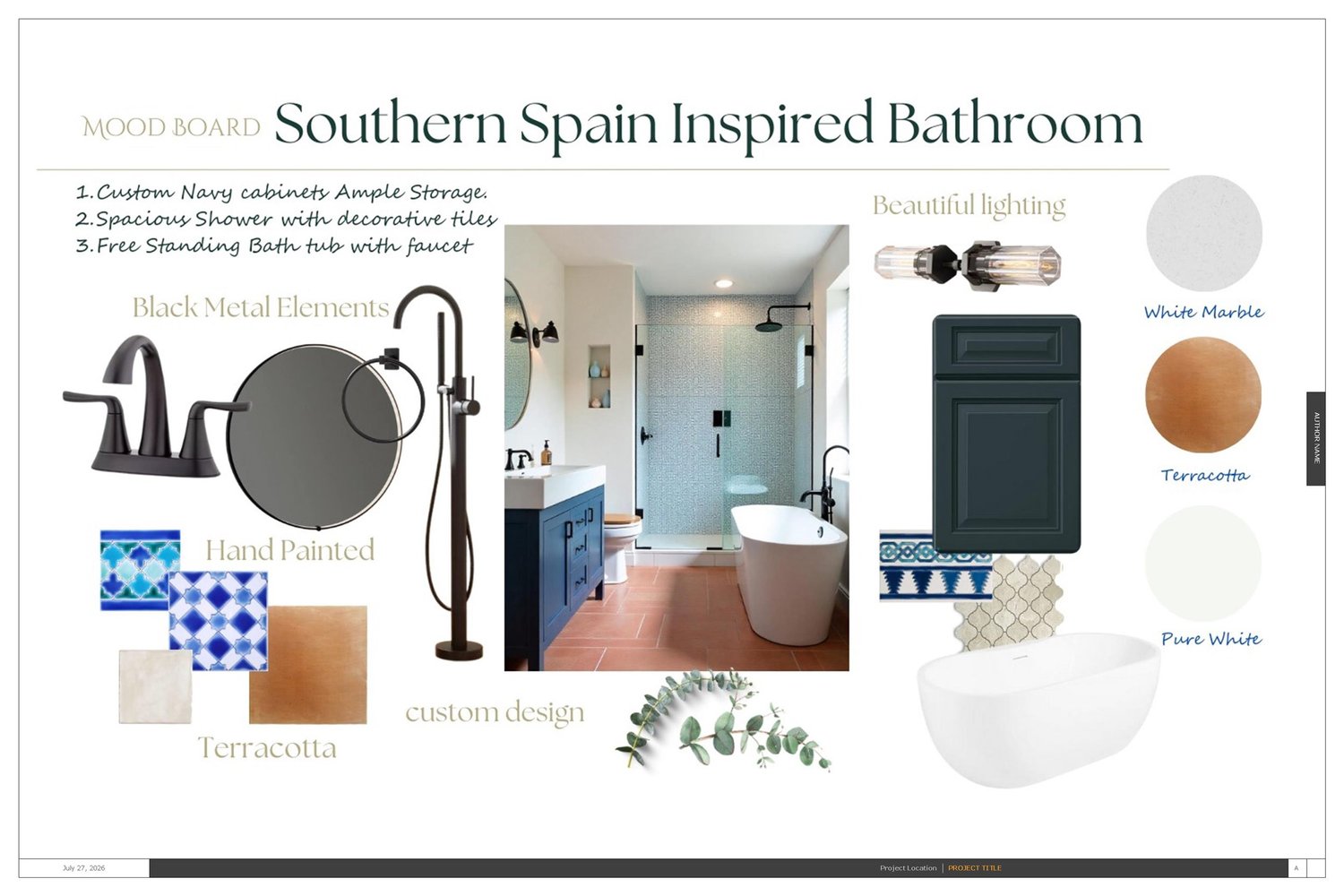 Sedona Residence bathroom concept and material board