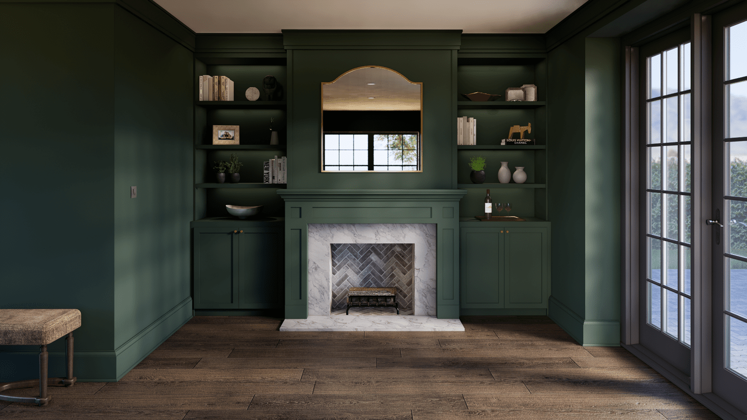 Essex Street custom fireplace and millwork visualization