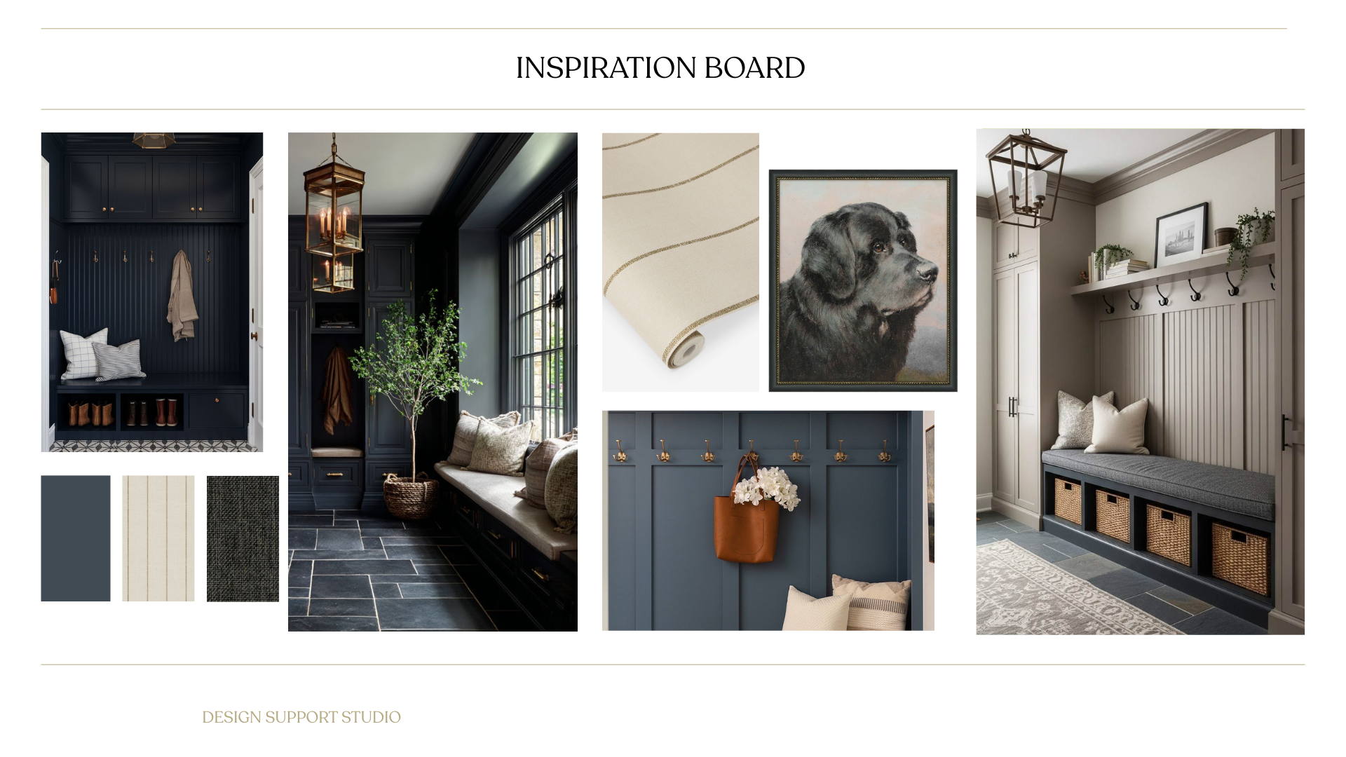 Drake Lane mudroom inspiration board and material palette