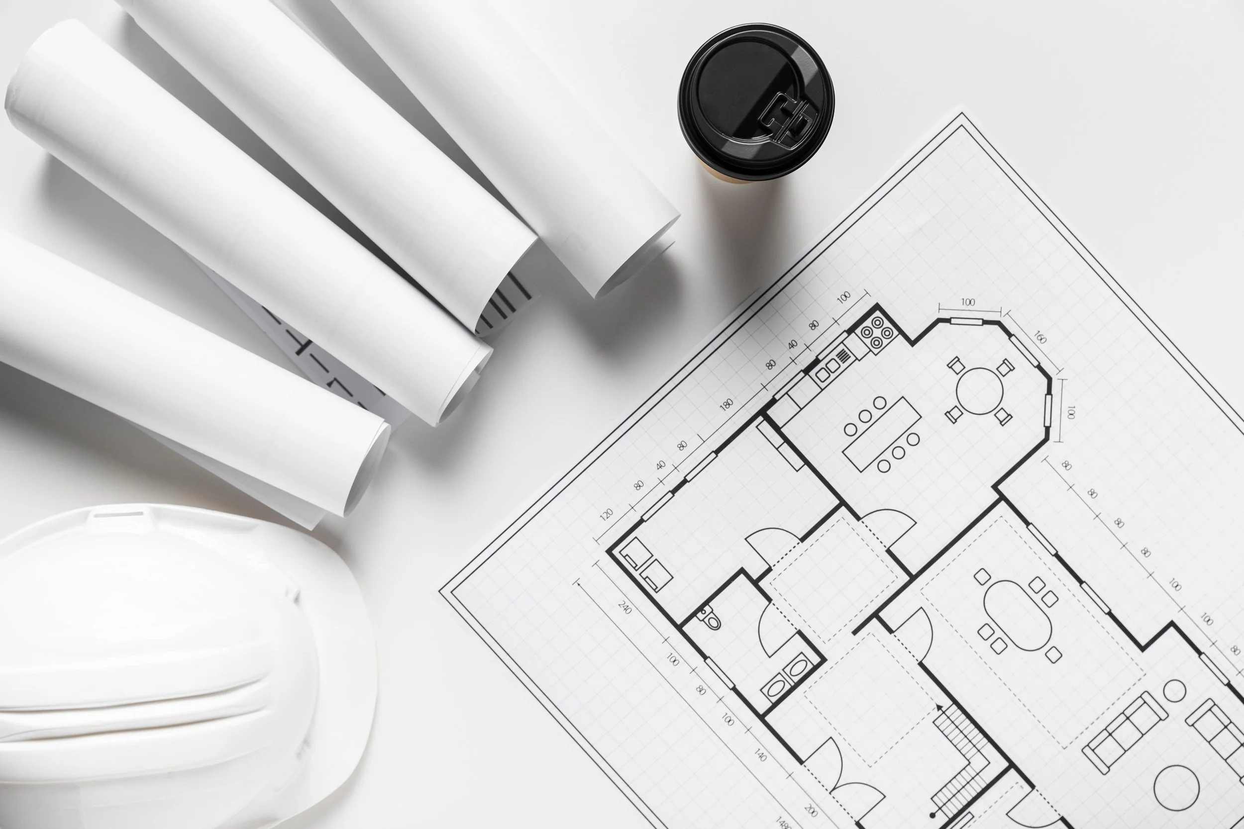 Architectural floor plans and technical drawings prepared for a residential interior design documentation package.