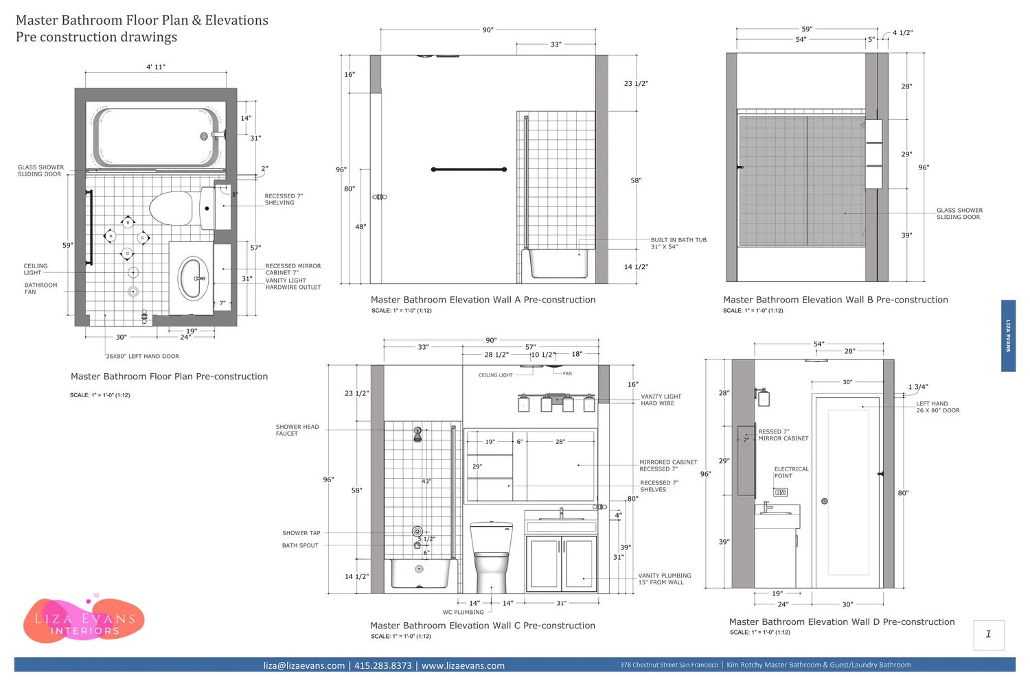 Karen Miller bathroom technical drawing package