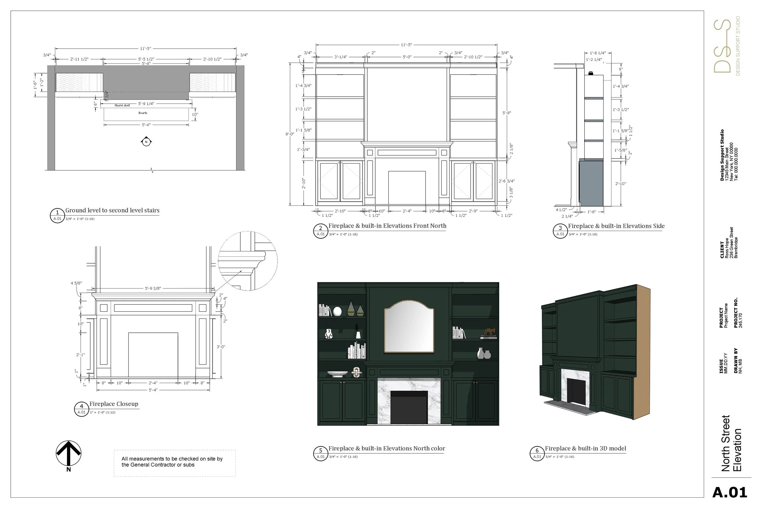 Custom millwork elevation drawing example