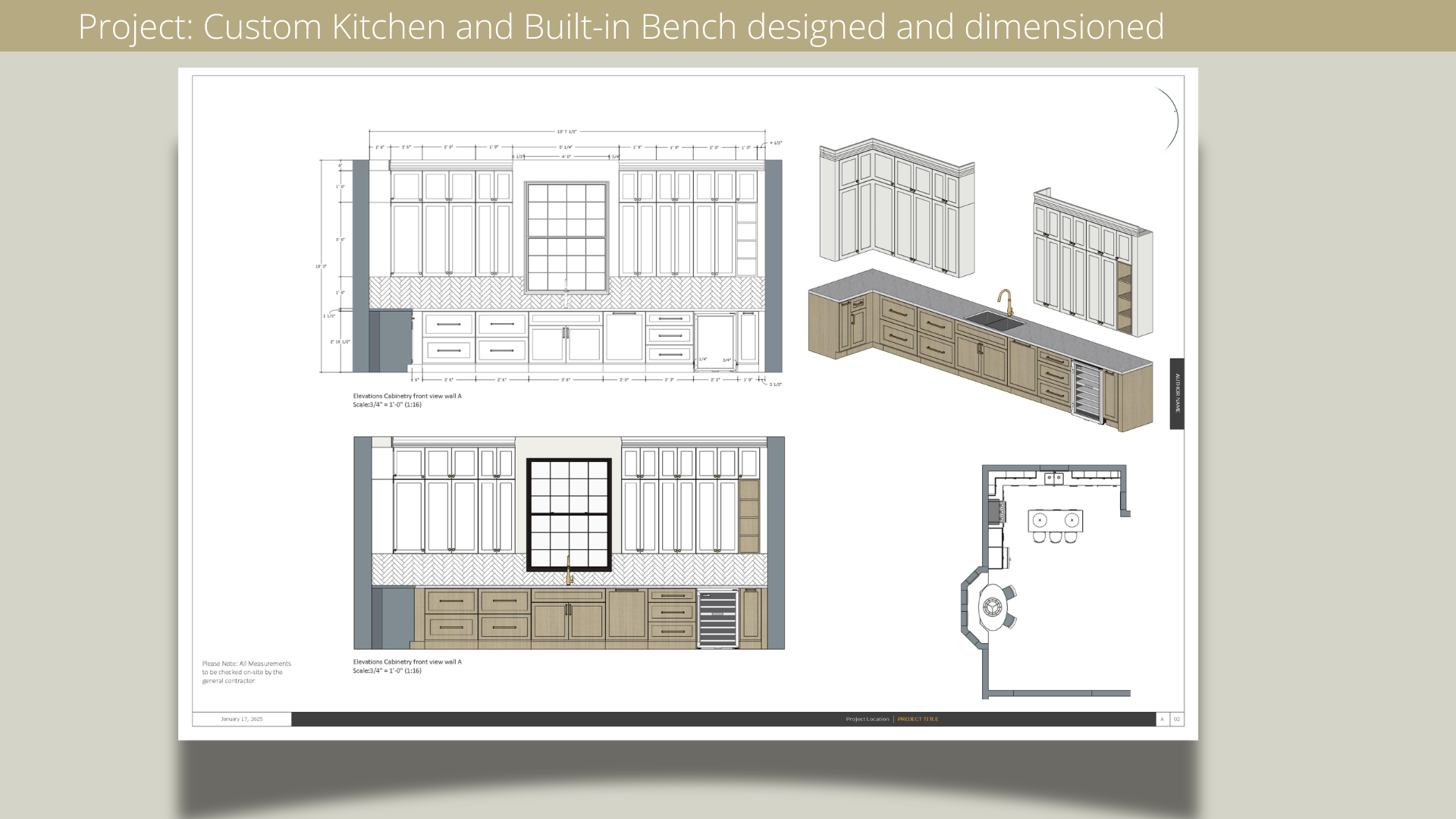 Project: Custom Kitchen and Built-in Bench designed and dimensioned