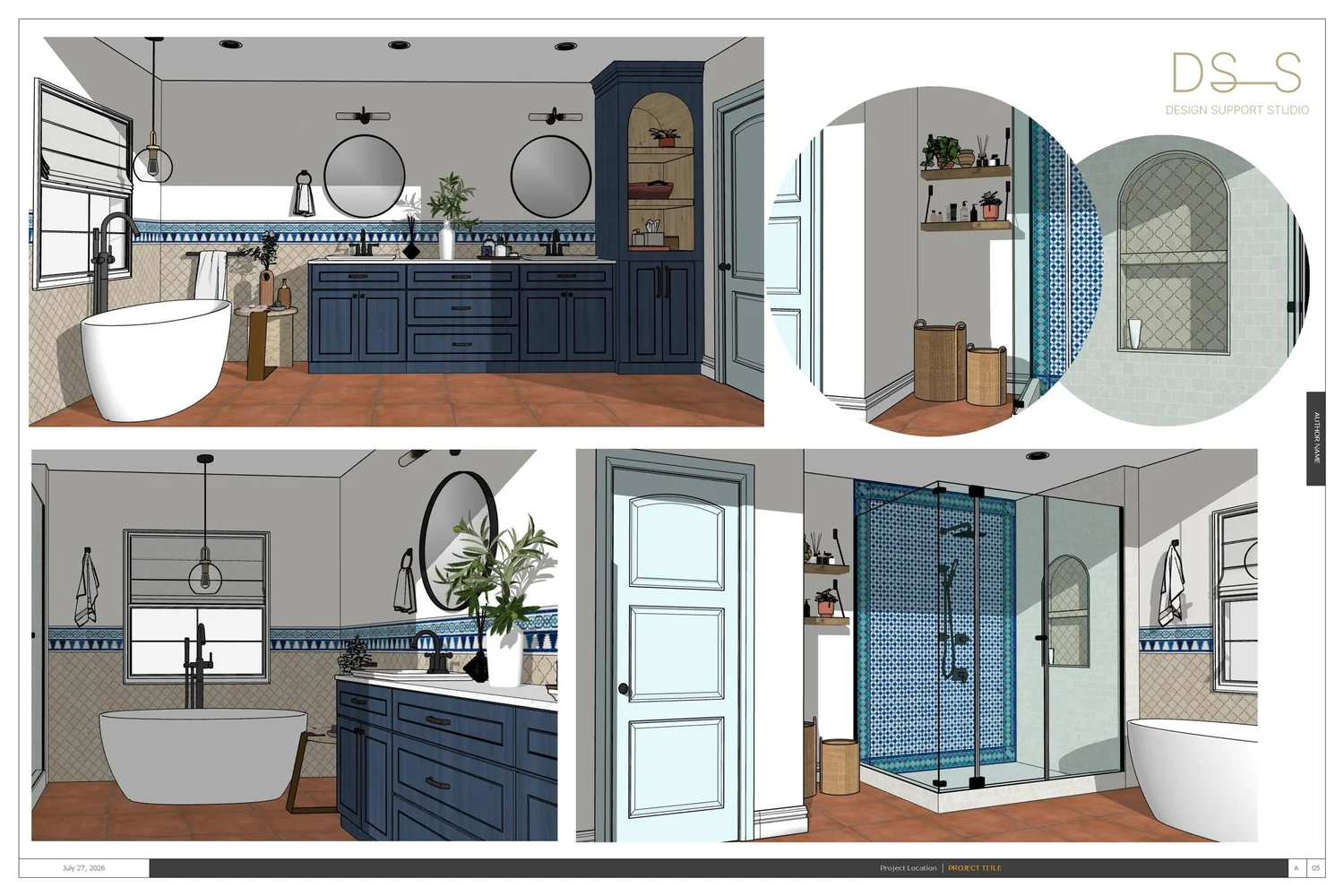 Sedona Residence bathroom design presentation and interior elevations