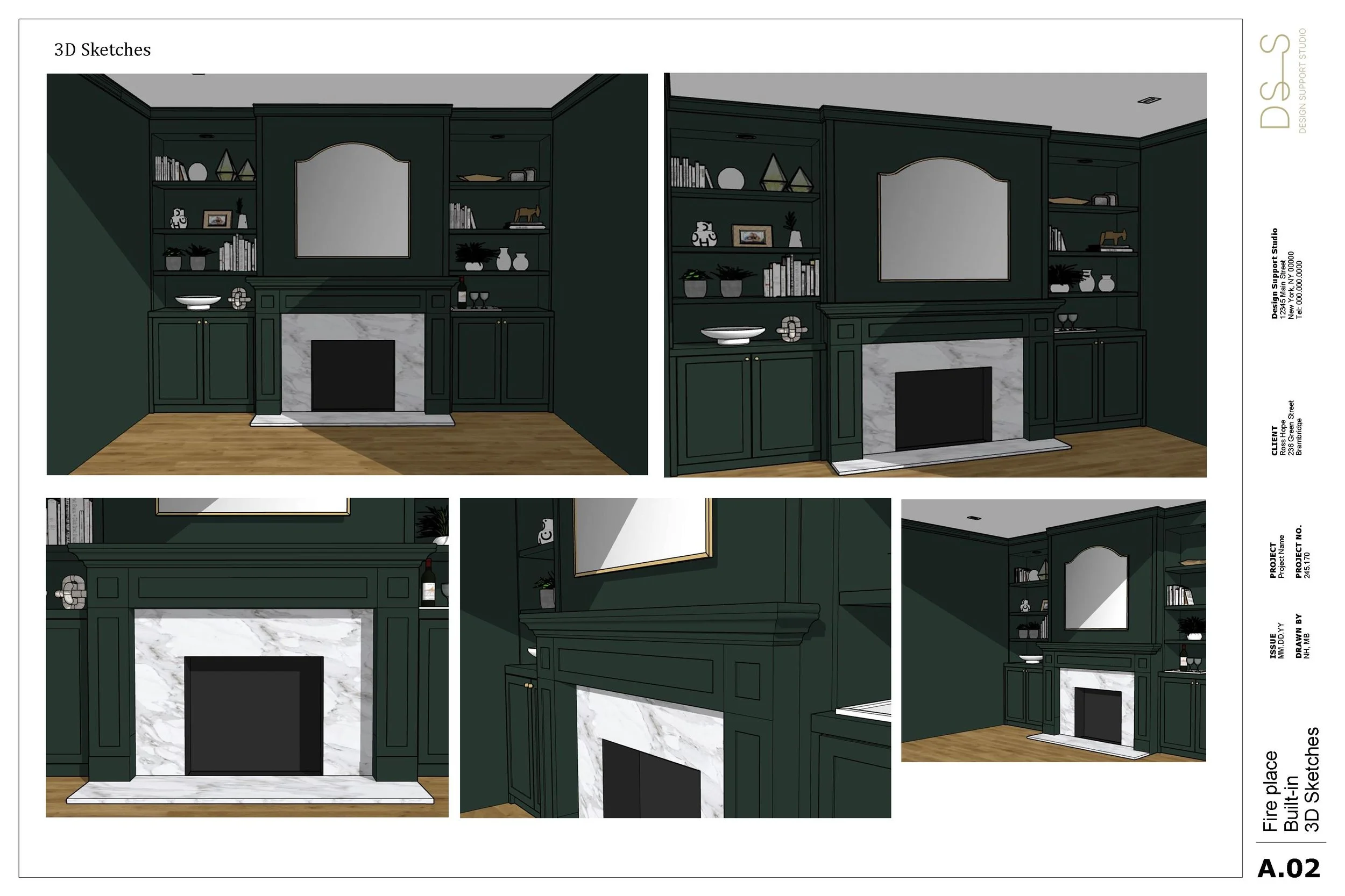 Custom millwork concept sketches example