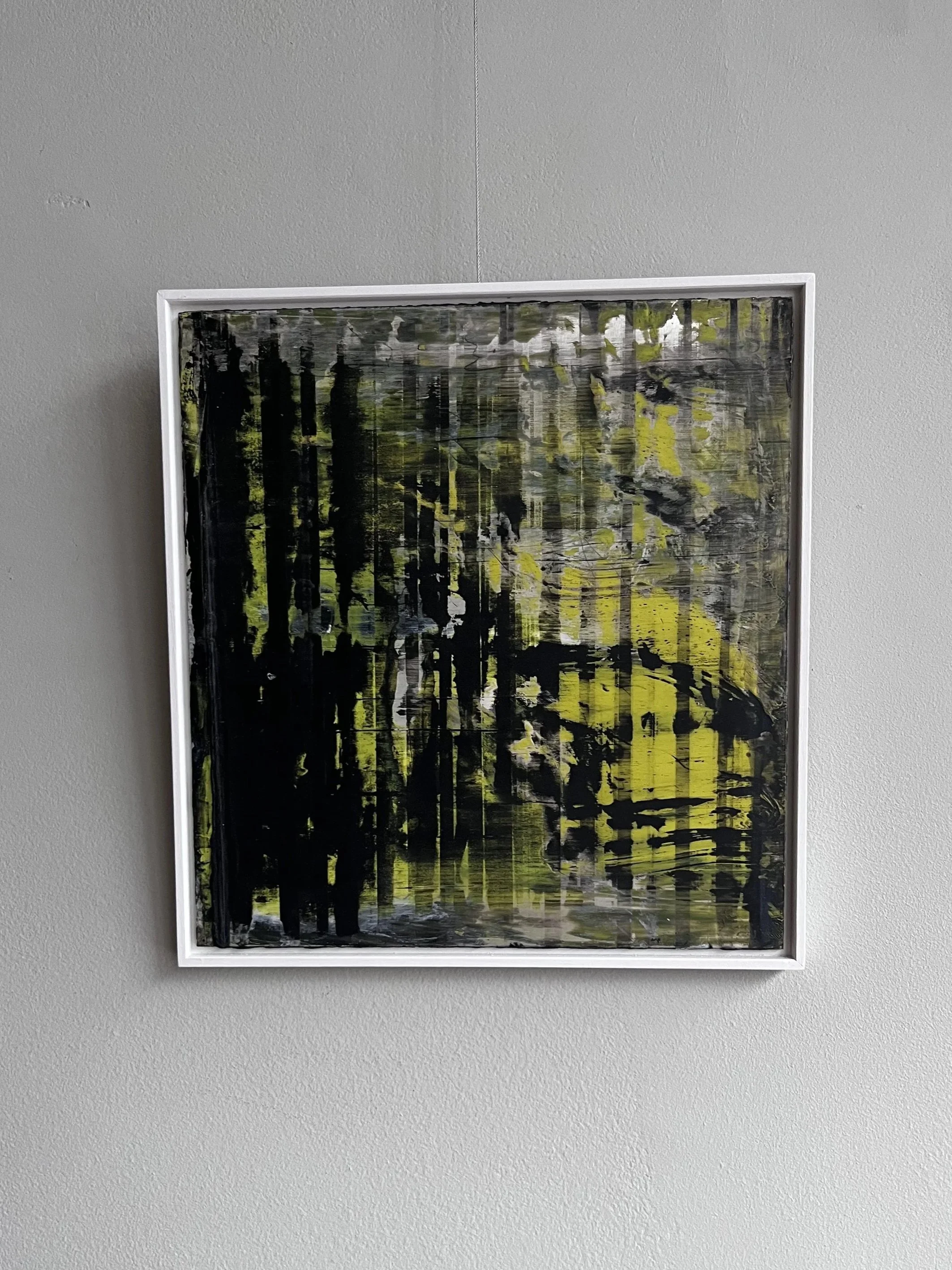 'splinters' oil on cold wax on aluminium