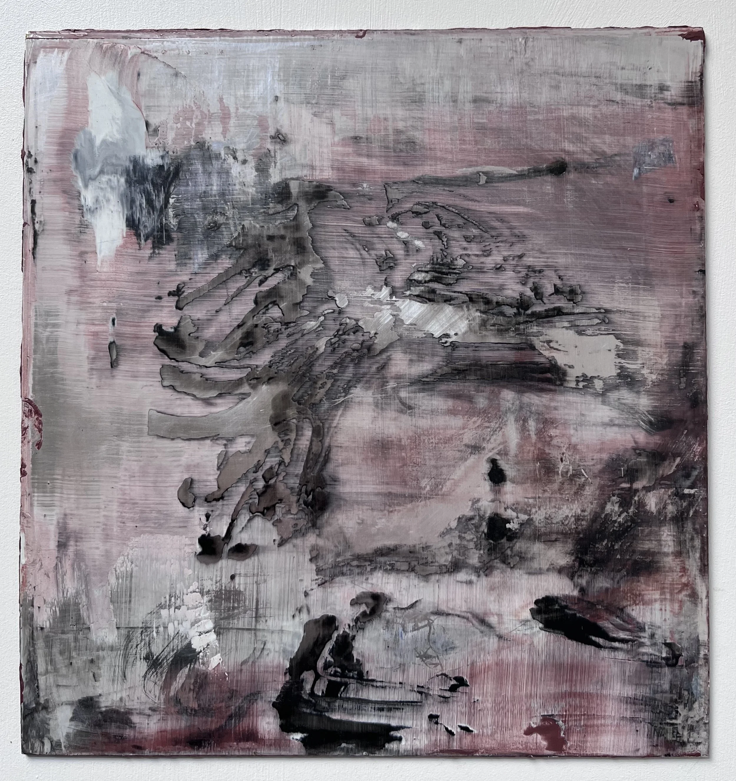 'shimmer' oil and cold wax on aluminium