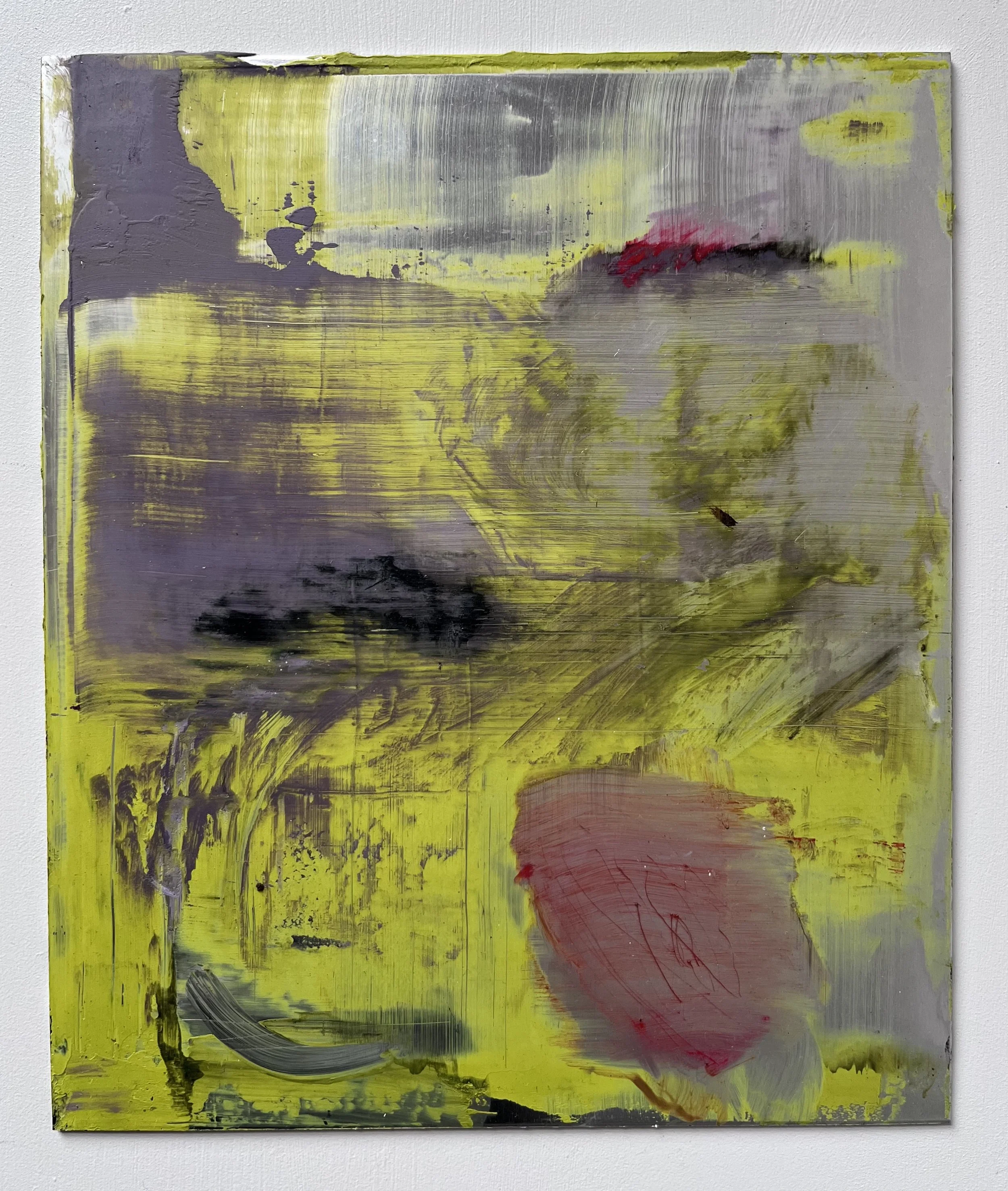'the winds imprint' oil and cold wax on aluminium